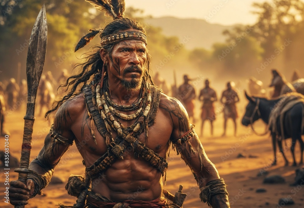 An ancient warrior with a deep connection to the animal kingdom stands ready to defend his sacred lands from a monstrous invasion. An ancient warrior with a deep connection to the animal kingdom stands ready to defend his sacred lands from a monstrous invasion.