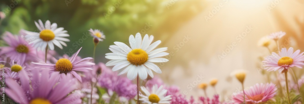 Banner summer flowers with free space in light colors Banner summer flowers with free space in light colors