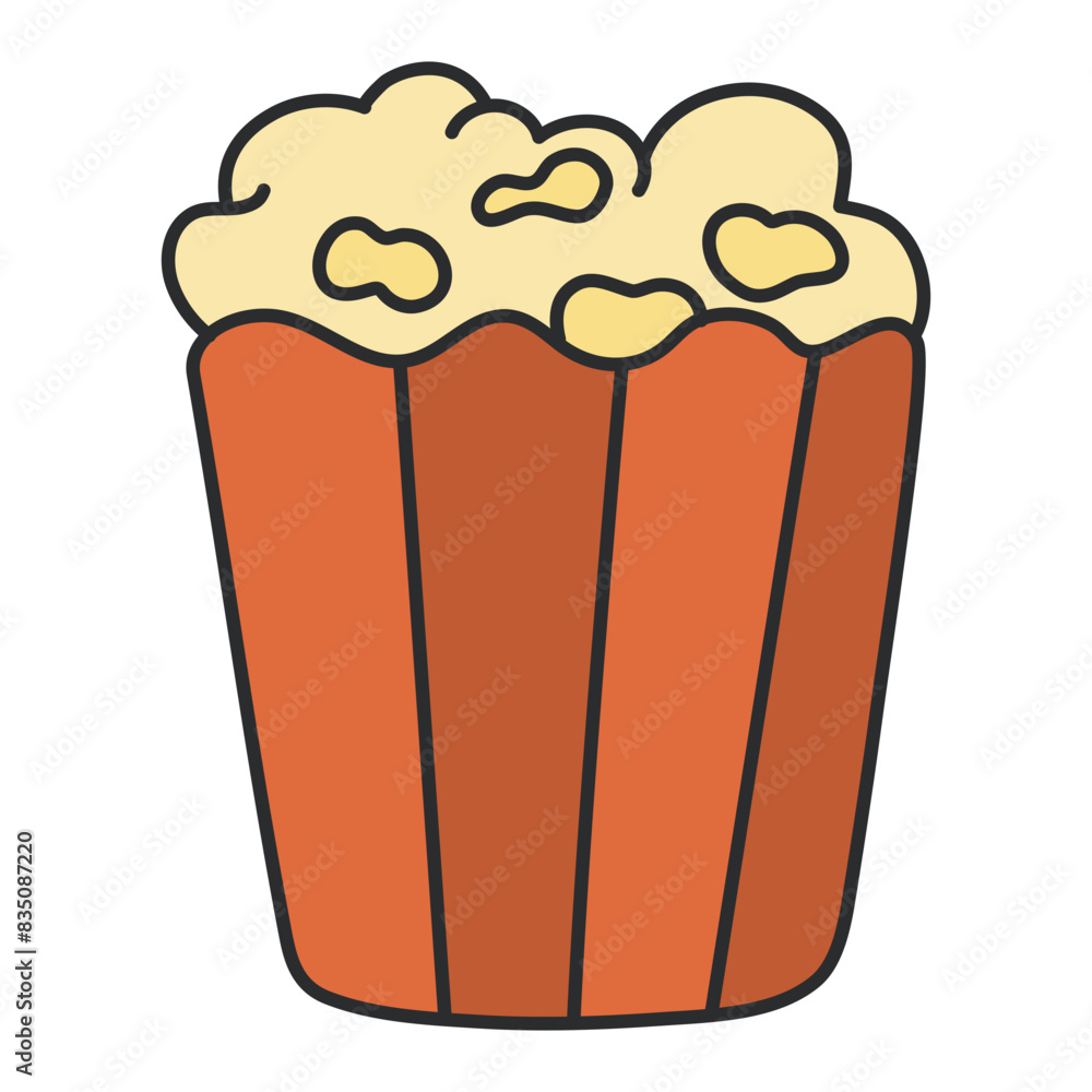 A flat design icon of popcorn bucket
A flat design icon of popcorn bucket