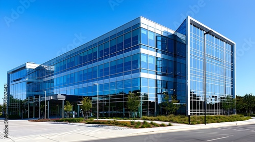 Sleek and Modern Corporate Headquarters Building with Reflective Glass Windows