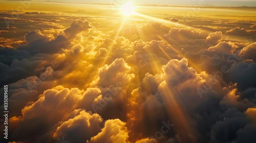 A heavenly cloudscape with sun rays photo