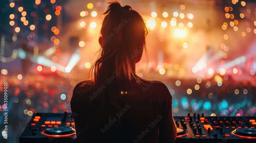 Live festival performance (close up, focus on, selective focus) theme: entertainment, dynamic, Silhouette, festival grounds backdrop Live festival performance (close up, focus on, selective focus) theme: entertainment, dynamic, Silhouette, festival grounds backdrop