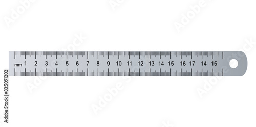 Realistic Horizontal Ruler Icon Isolated On White Background, Measuring Scale Vector Illustration.	