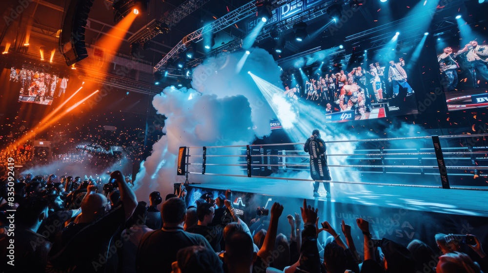 Boxing arena just before the fight begins Boxing arena just before the fight begins