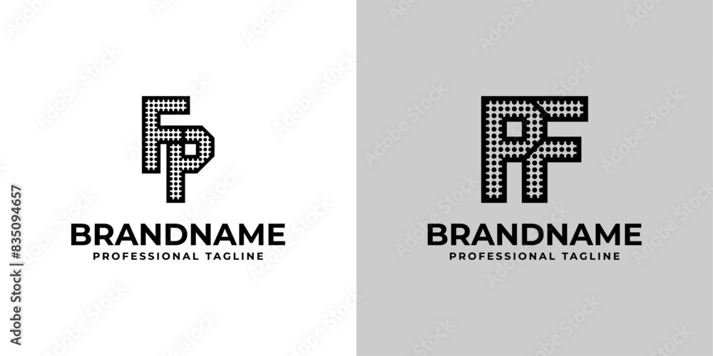 Letters FP and PF Dot Monogram Logo, Suitable for business with FP or PF initials Letters FP and PF Dot Monogram Logo, Suitable for business with FP or PF initials