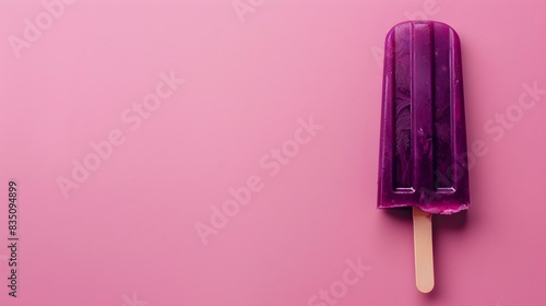 Dark Purple Popsicle on a summery pink Background with Copy Space © drdigitaldesign
