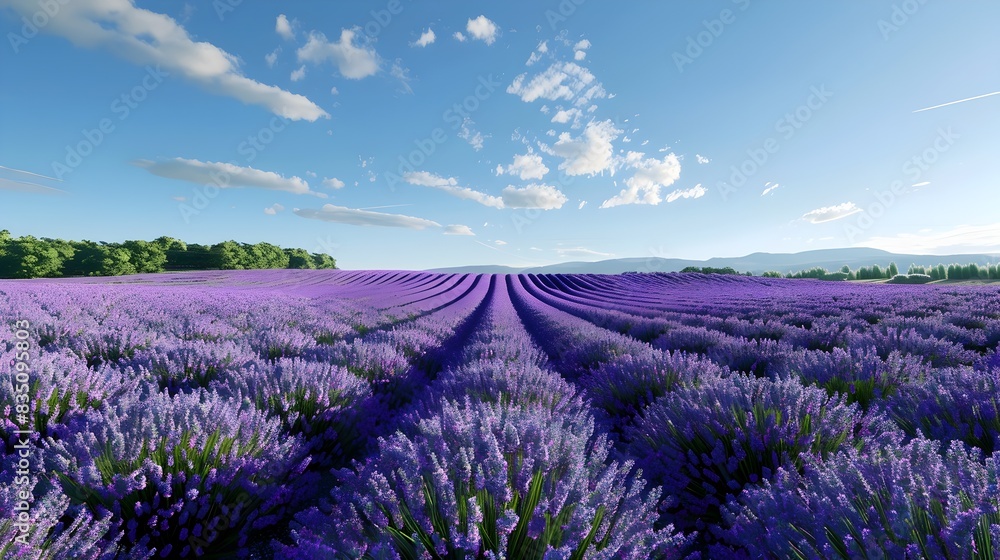 Obraz premium Breathtaking Lavender Field Under Captivating Blue Sky Horizon
