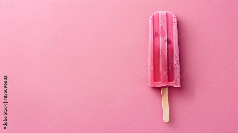 Fuchsia Popsicle on a summery pink Background with Copy Space Fuchsia Popsicle on a summery pink Background with Copy Space