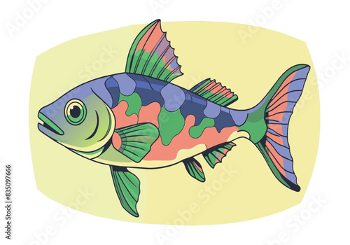 A colorful fish with a blue and green tail