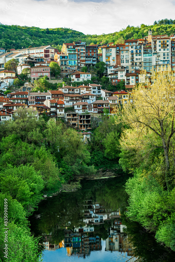 Fototapeta premium Veliko Tarnovo is the ancient capital of Bulgaria, located on the rocky slopes of the river
