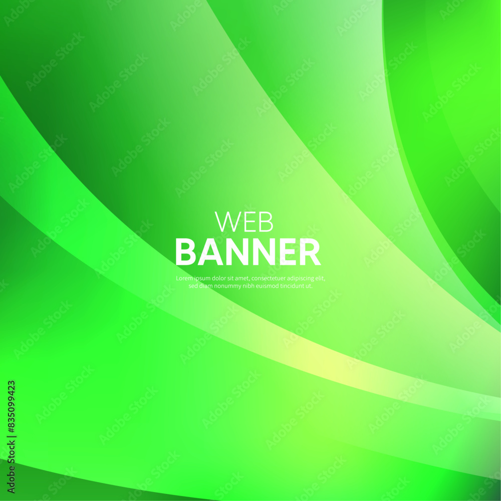 Abstract green background, Green background, abstract green background with waves, Green web banner