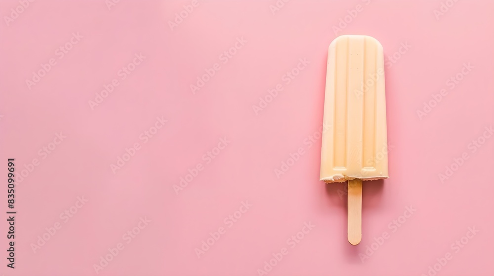 Ivory Popsicle on a summery pink Background with Copy Space Ivory Popsicle on a summery pink Background with Copy Space