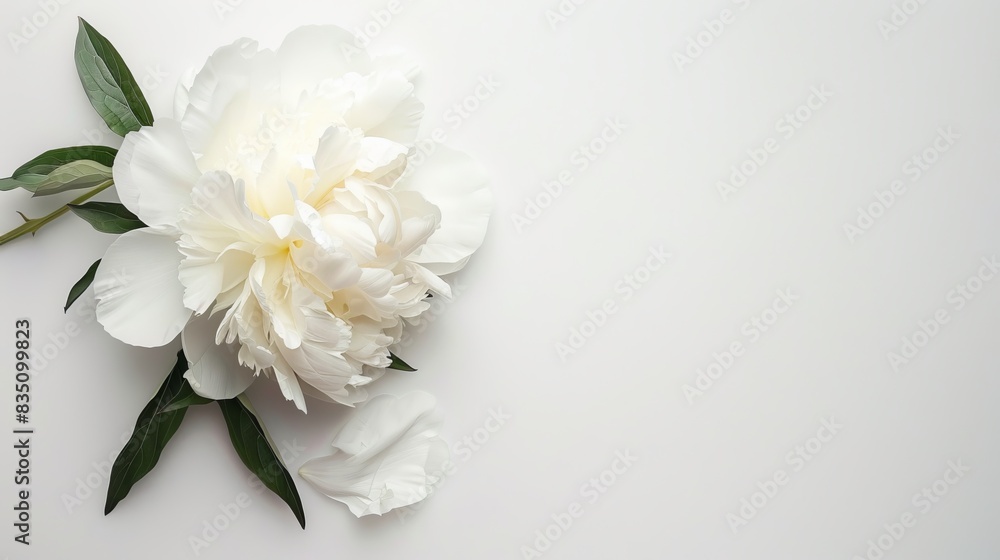 White Peony Flower on White Background White Peony Flower on White Background