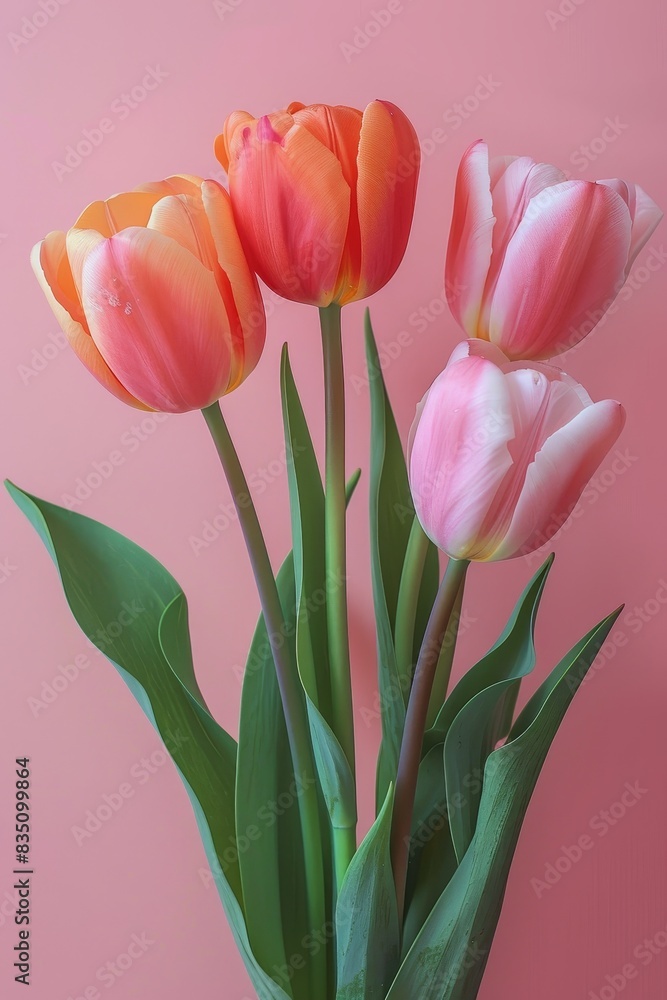 Tulips flowers on pastel background Tulips flowers on pastel background