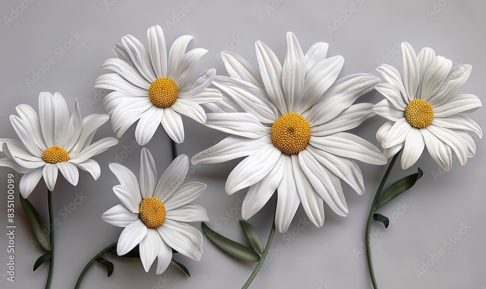 Monochrome background with white daisies Monochrome background with white daisies