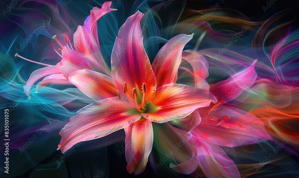 Lilies with abstract motion blur strokes Lilies with abstract motion blur strokes