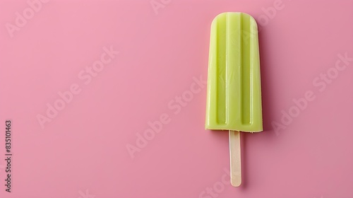Light Green Popsicle on a summery pink Background with Copy Space © drdigitaldesign