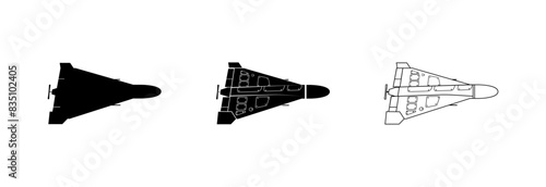 War drone Shahed. Iranian Drone kamikaze. Vector icon.