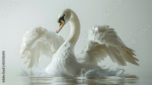 Majestic Swan in Powerful Fist Pump Pose Minimalist Studio Shot