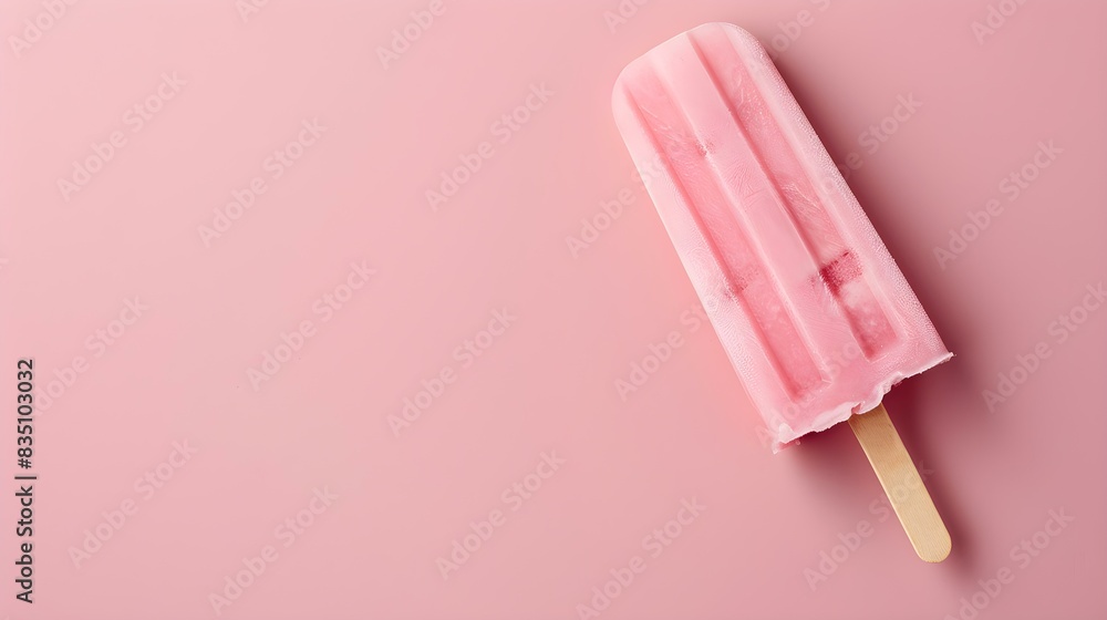 Light Pink Popsicle on a summery pink Background with Copy Space