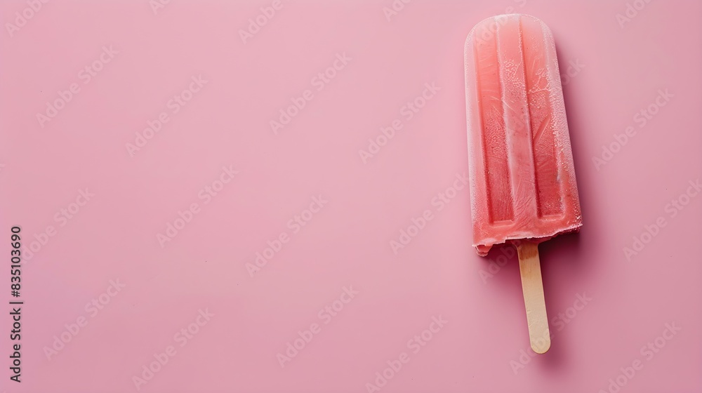 Light Red Popsicle on a summery pink Background with Copy Space Light Red Popsicle on a summery pink Background with Copy Space