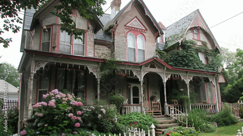 Exterior of an old American-style private house photo