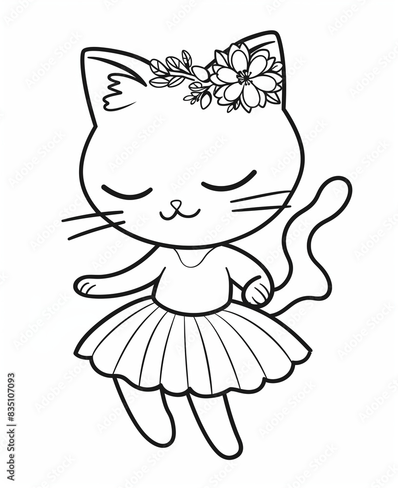 Cute kitten wearing a soft tutu dress and a flower crown, dancing ballet. Cute kitten wearing a soft tutu dress and a flower crown, dancing ballet.