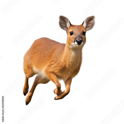 Chinese Water Deer (Hydropotes inermis) running and hunting, cute wild animal forest, isolated on transparent background photo