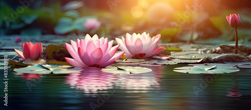 Lotus flowers in a serene p...