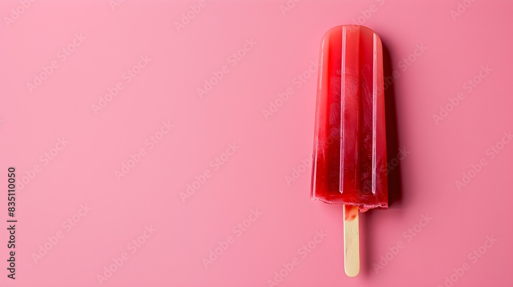 Red Popsicle on a summery pink Background with Copy Space Red Popsicle on a summery pink Background with Copy Space