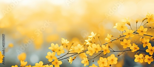 Close-up of yellow flowers with a blurry background creating a serene copy space image. © vxnaghiyev