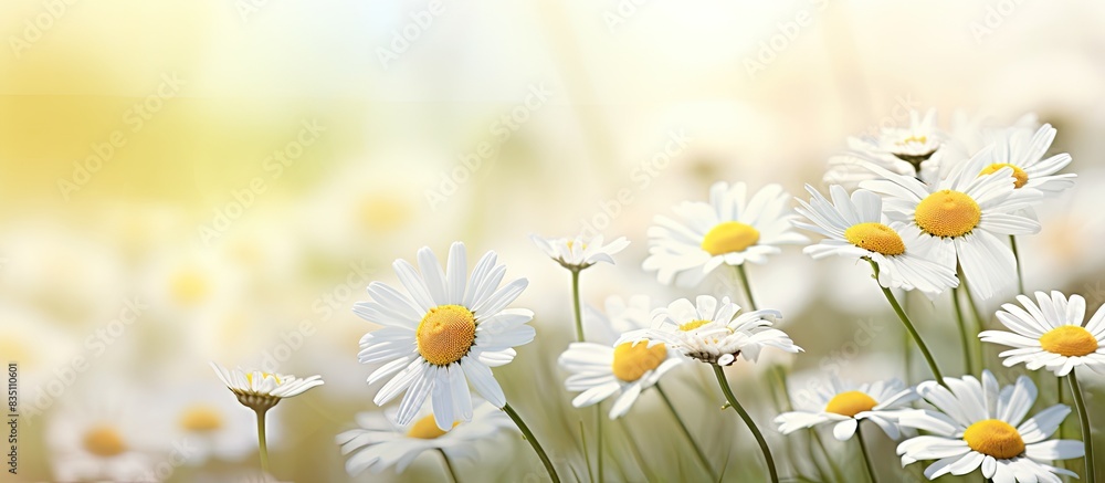 Detailed close-up of chamomile flowers with copy space image. Detailed close-up of chamomile flowers with copy space image.