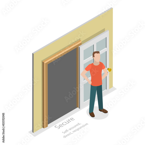 3D Isometric Flat Vector Illustration of Psychological Types, Attachment Styles. Item 4