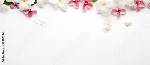 Top view of isolated Cosme Flowers on a white background with copy space image. photo