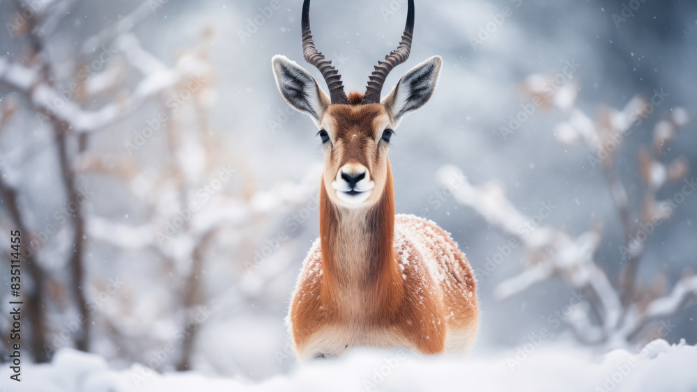 Gazelle in Snowy Landscape Gazelle in Snowy Landscape