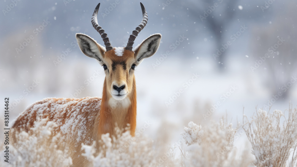 Gazelle in Snowy Landscape Gazelle in Snowy Landscape