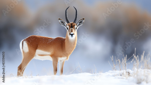 Gazelle in Snowy Landscape