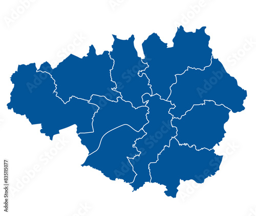 Outline blue map of Manchester city