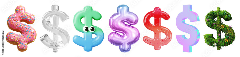 3d dollar icons png element set on transparent background 3d dollar icons png element set on transparent background