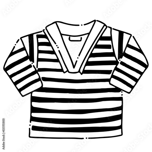 Illustration au trait noir d'une marinière