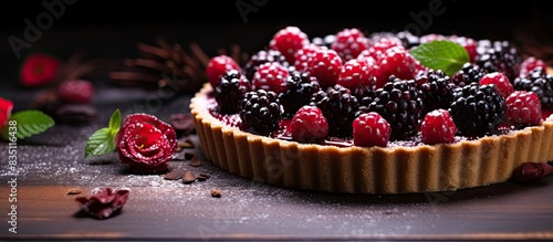 A Blackberry tart with a ga...