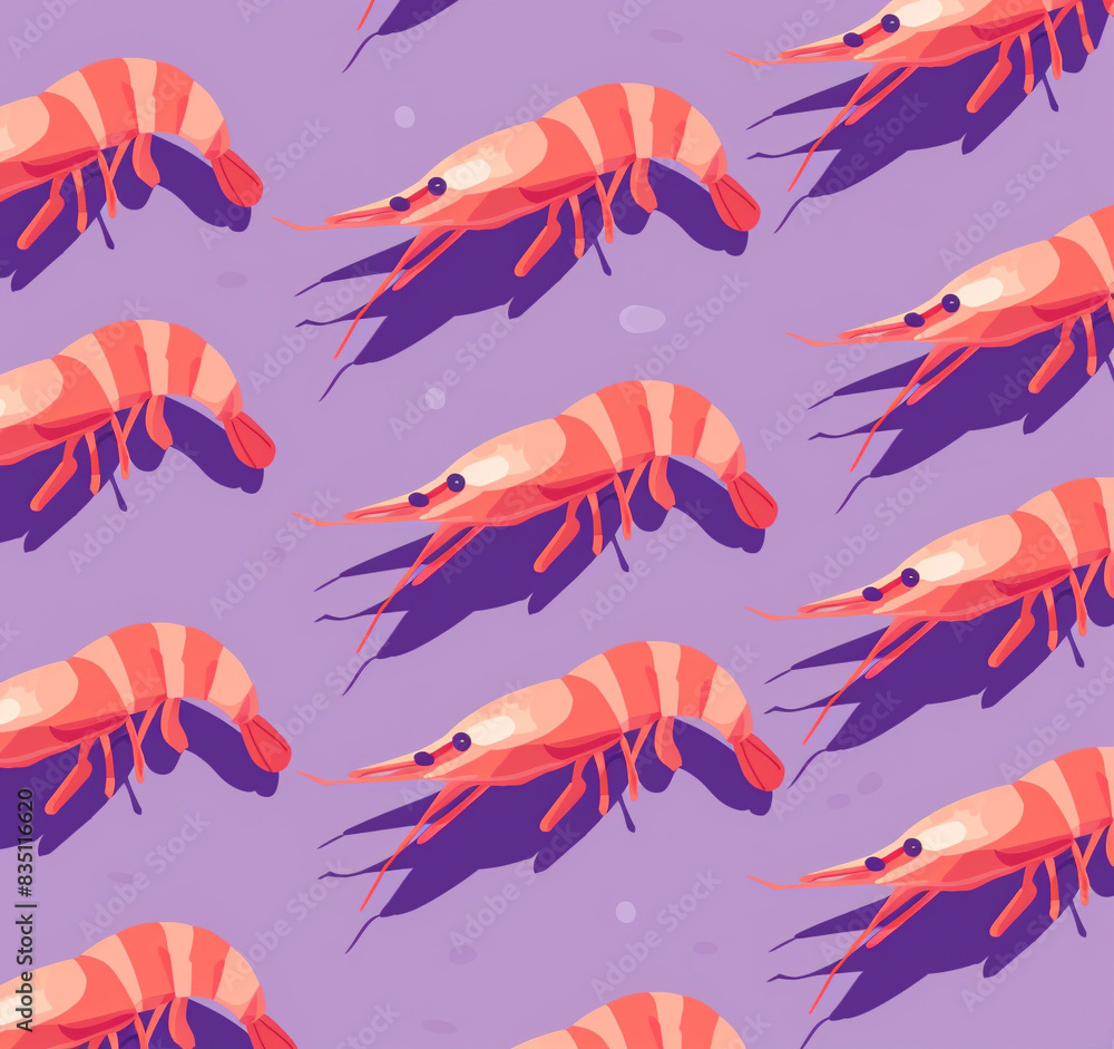 Shrimp icon in flat style, fresh sea food. Isolated on purple background. Shrimp icon in flat style, fresh sea food. Isolated on purple background.