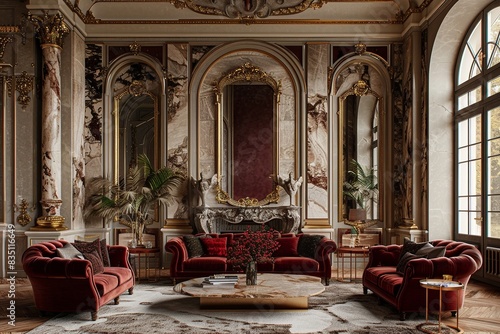 Wallpaper Mural Transport yourself to a bygone era of opulence in this classic European living room with ornate furniture, intricate moldings Torontodigital.ca