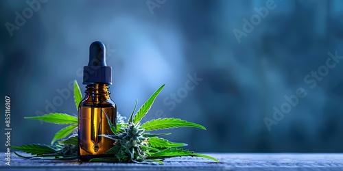 CBD oil dropper bottle for sale on ecommerce store. Concept CBD Products, Health and Wellness, Ecommerce, Natural Remedies, Homeopathic Remedies photo