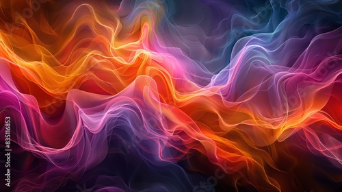 A vibrant, abstract representation of energy waves, pulsating with varying frequencies, symbolizing the dynamic nature of vibrations and their connection to intuition. photo