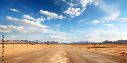 Exploring the Scenic Arizona Desert Landscape on a Hot Sandy Road. Concept Arizona Desert, Sandy Road, Scenic Landscape, Outdoor Adventure, Hot Weather © Ян Заболотний