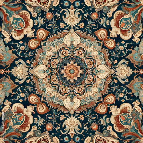 Luxurious Threads: Traditional Silk Carpet from the Ottoman Era photo