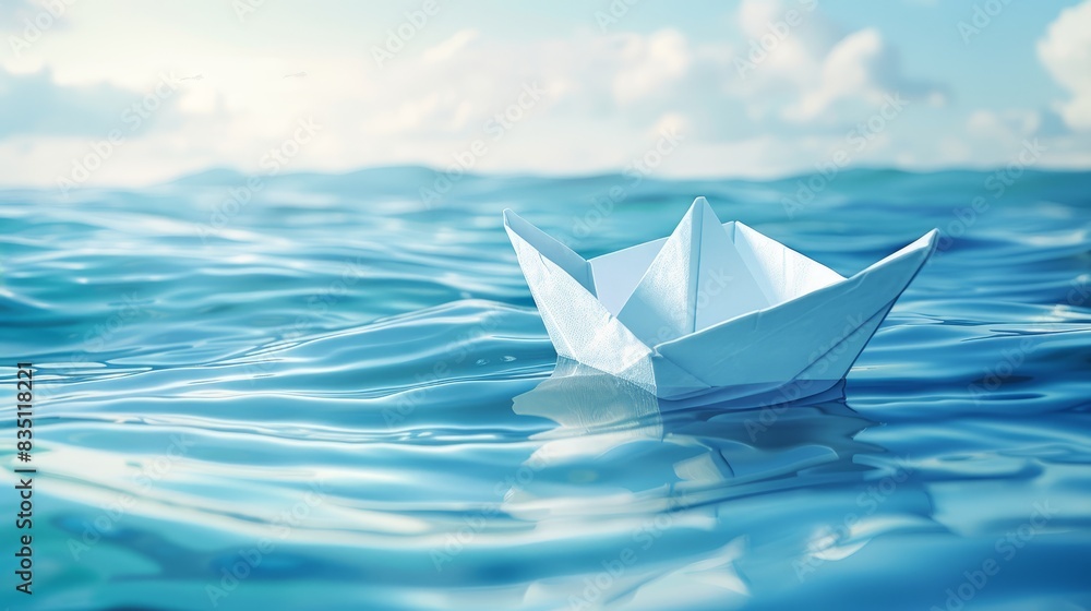 Navigating business challenges with a paper boat altering paths, symbolizing flexibility and strategic thinking. Perfect for business strategy and innovation imagery Navigating business challenges with a paper boat altering paths, symbolizing flexibility and strategic thinking. Perfect for business strategy and innovation imagery