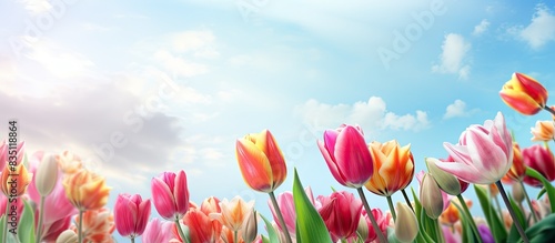 Vibrant tulips with copy space image photo