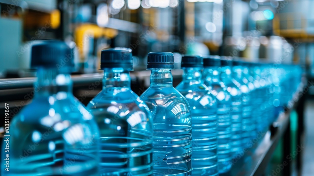 Bottles of water on a conveyor belt Bottles of water on a conveyor belt